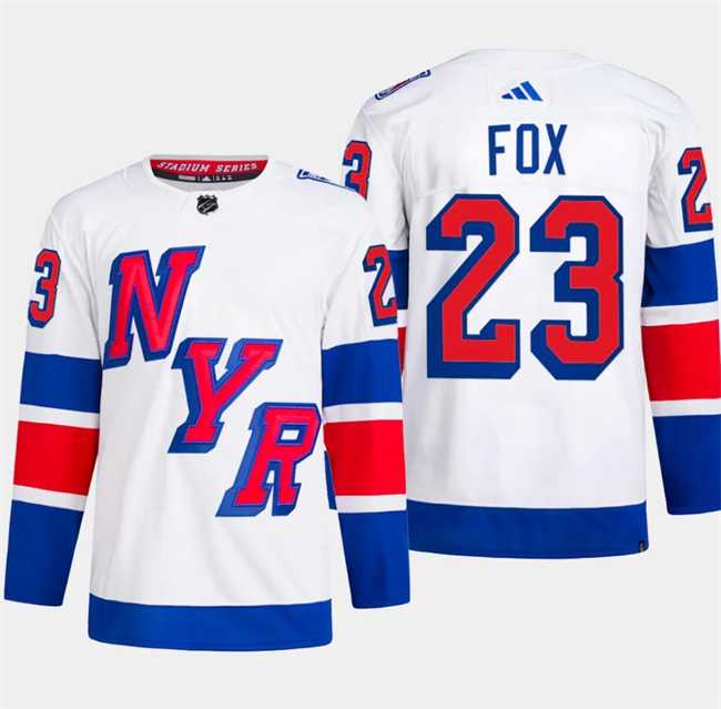 Men's New York Rangers #23 Adam Fox White 2024 Stadium Series Stitched Jersey Dzhi